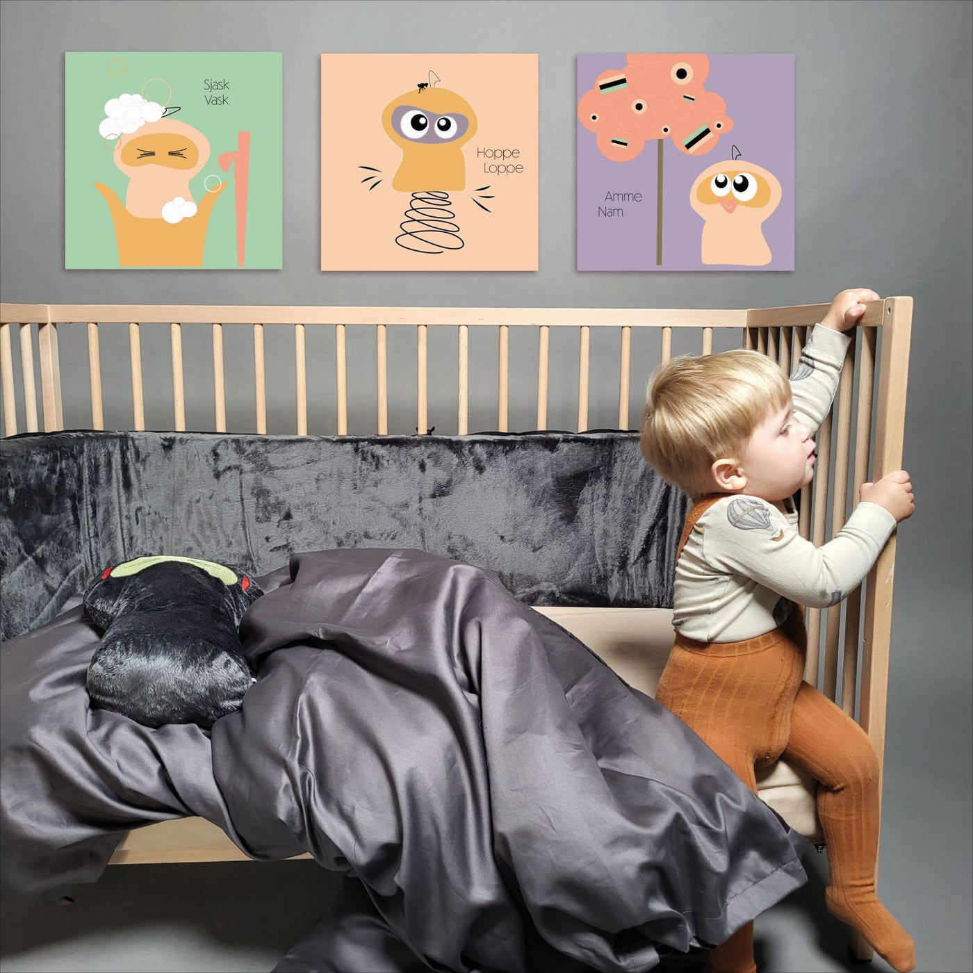 Vendbar børneplakater 3-pak, 6 illustrationer